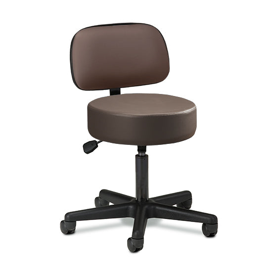 Clinton 2135-21 Black Base, 5-Leg, Pneumatic Stool with Backrest