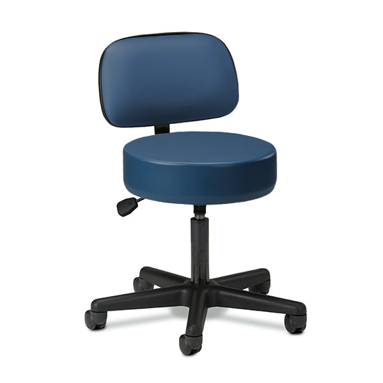 Clinton 2135-21 Black Base, 5-Leg, Pneumatic Stool with Backrest
