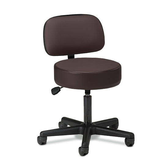 Clinton 2135-21 Black Base, 5-Leg, Pneumatic Stool with Backrest