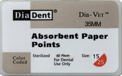 Diadent 218-292 Paper Point Dia-Vet 60mm #30/40, 60 Pts/Box
