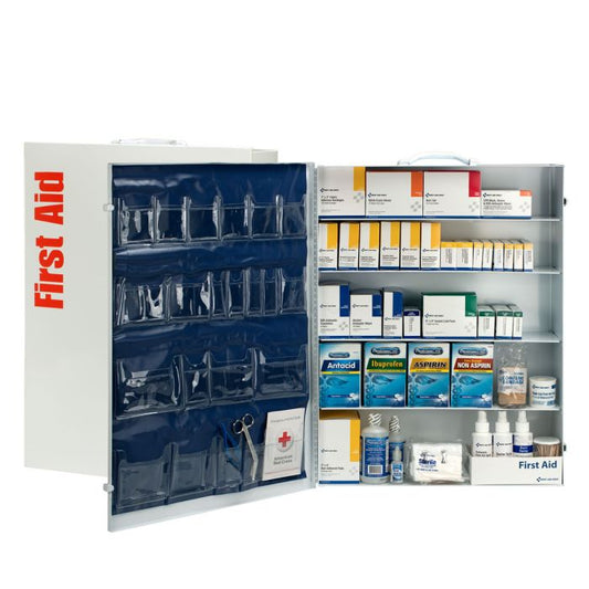 First Aid Only 249-O/P 5 Shelf industrial station, 1718 piece, metal cabinet w/ pocket liner