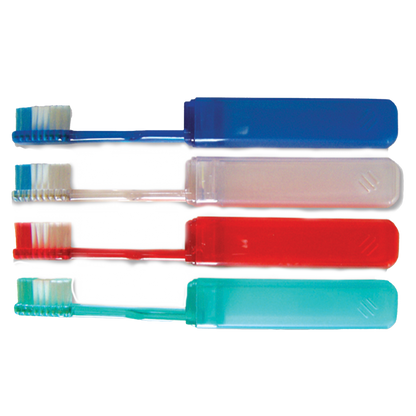 Oraline 000-44001B Ortho V-Trim Travel Toothbrush  - Soft Bristle Orthodontic Cleaning Brush 144/Box (72/Case)