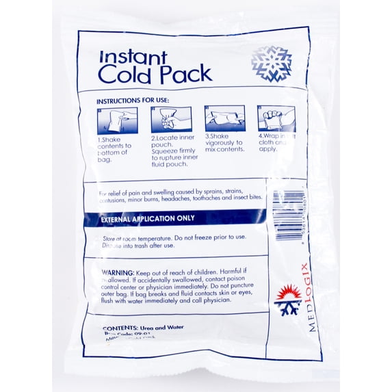 Medlogix 10-01-16 Instant Cold Packs Disposable Ice Compress 6" x 9" – 16 Pack