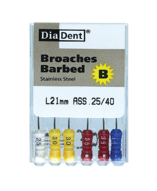 Diadent 504-002 Barbed Broaches 21 mm #25 (XXXF)