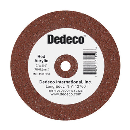 Dedeco 5160 Red Stone Lathe Wheel 3 x 3/8 1/Unit