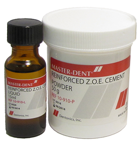 Dentonics Inc 10-910 Reinforced Zinc Oxide Eugenol (Zoe) Material 50G Powder & 15Ml Liquid