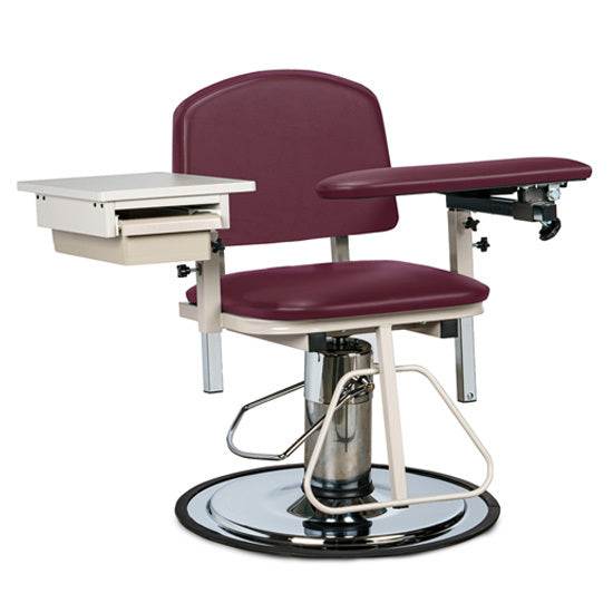 Clinton 6320 H Series, Padded, Blood Drawing Chair with Padded Flip Arm and Drawer