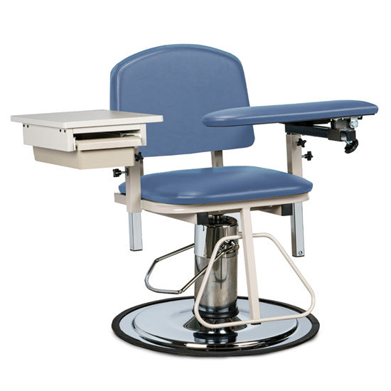 Clinton 6320 H Series, Padded, Blood Drawing Chair with Padded Flip Arm and Drawer