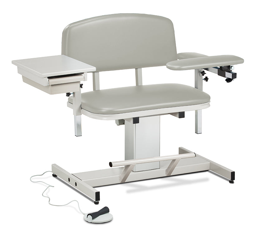 Clinton 6352 Power Series, Extra-Wide, Blood Drawing Chair  with Padded Flip Arm and Drawer