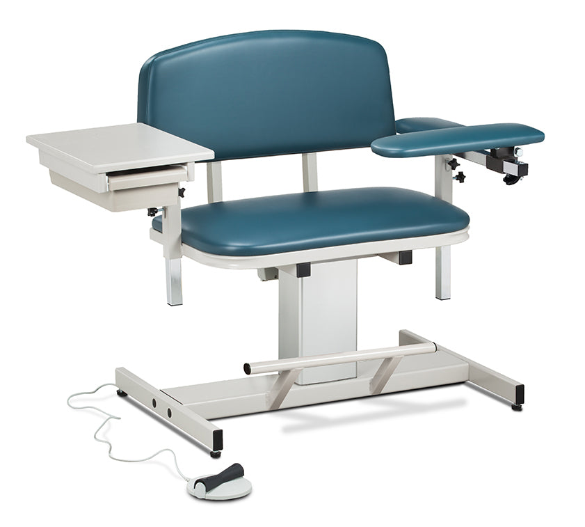 Clinton 6352 Power Series, Extra-Wide, Blood Drawing Chair  with Padded Flip Arm and Drawer