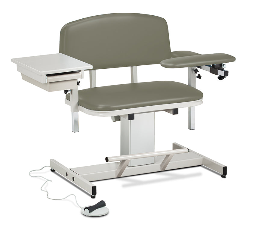 Clinton 6352 Power Series, Extra-Wide, Blood Drawing Chair  with Padded Flip Arm and Drawer