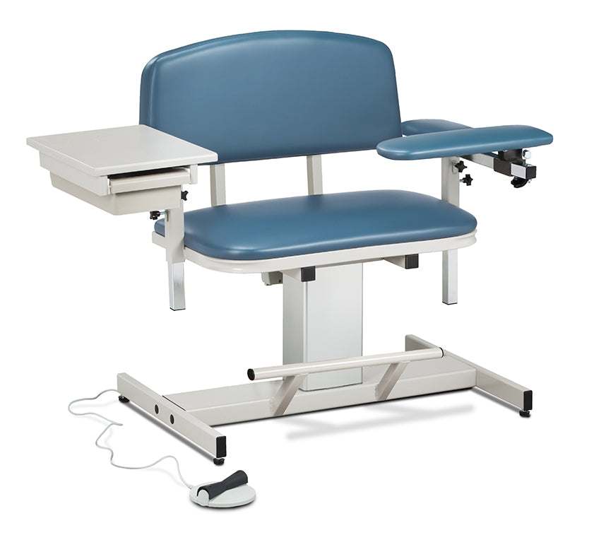 Clinton 6352 Power Series, Extra-Wide, Blood Drawing Chair  with Padded Flip Arm and Drawer