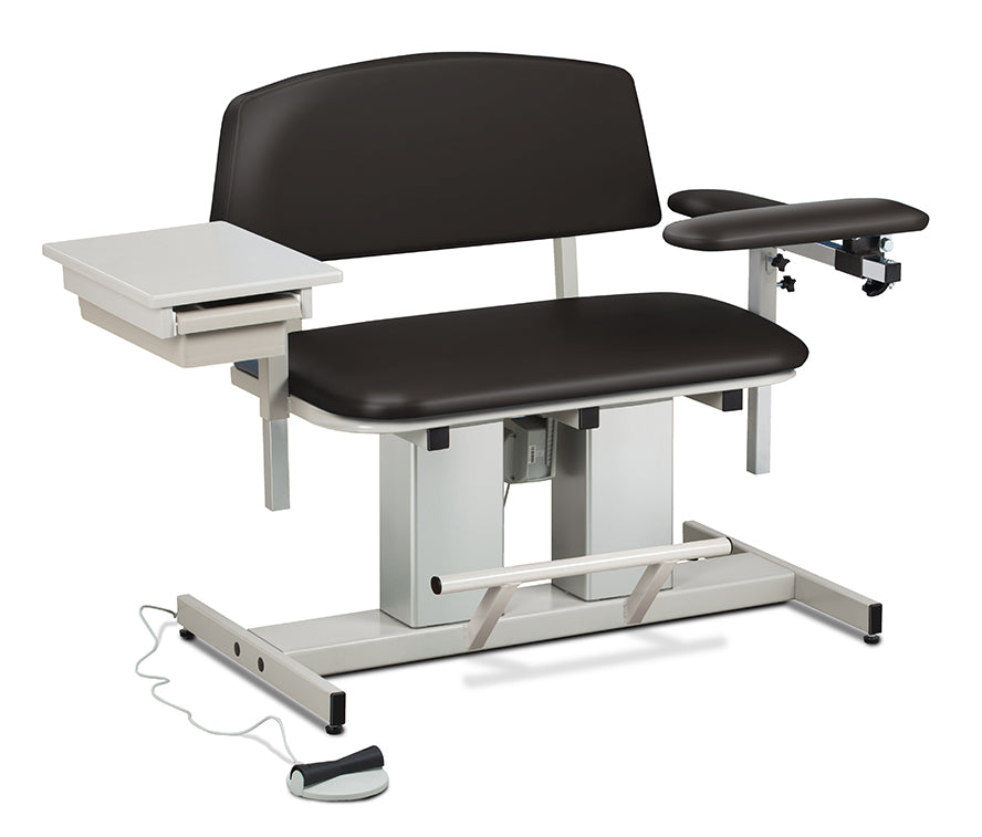 Clinton 6362 Power Series, Bariatric, Blood Drawing Chair with Padded Flip Arm and Drawer