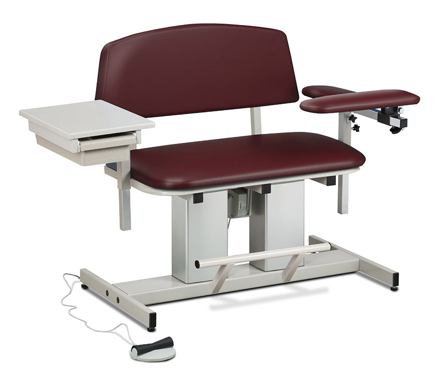 Clinton 6362 Power Series, Bariatric, Blood Drawing Chair with Padded Flip Arm and Drawer
