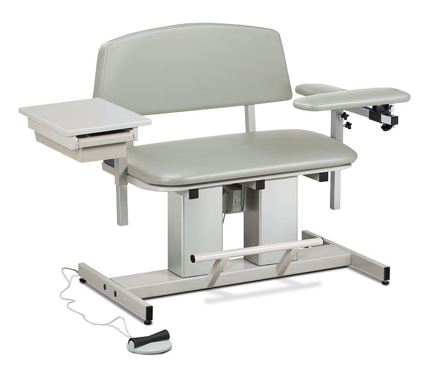Clinton 6362 Power Series, Bariatric, Blood Drawing Chair with Padded Flip Arm and Drawer