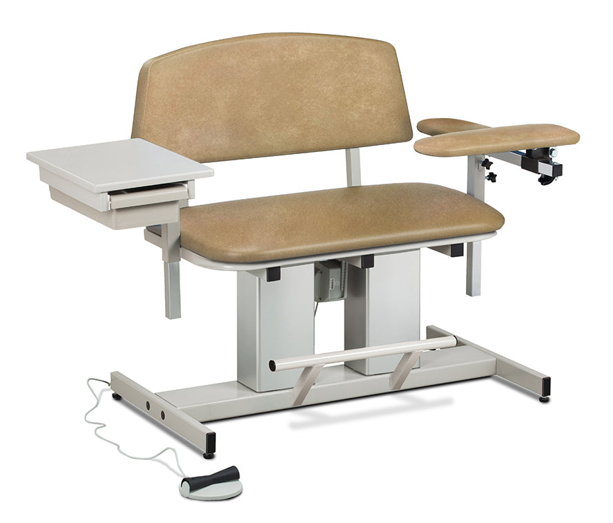 Clinton 6362 Power Series, Bariatric, Blood Drawing Chair with Padded Flip Arm and Drawer