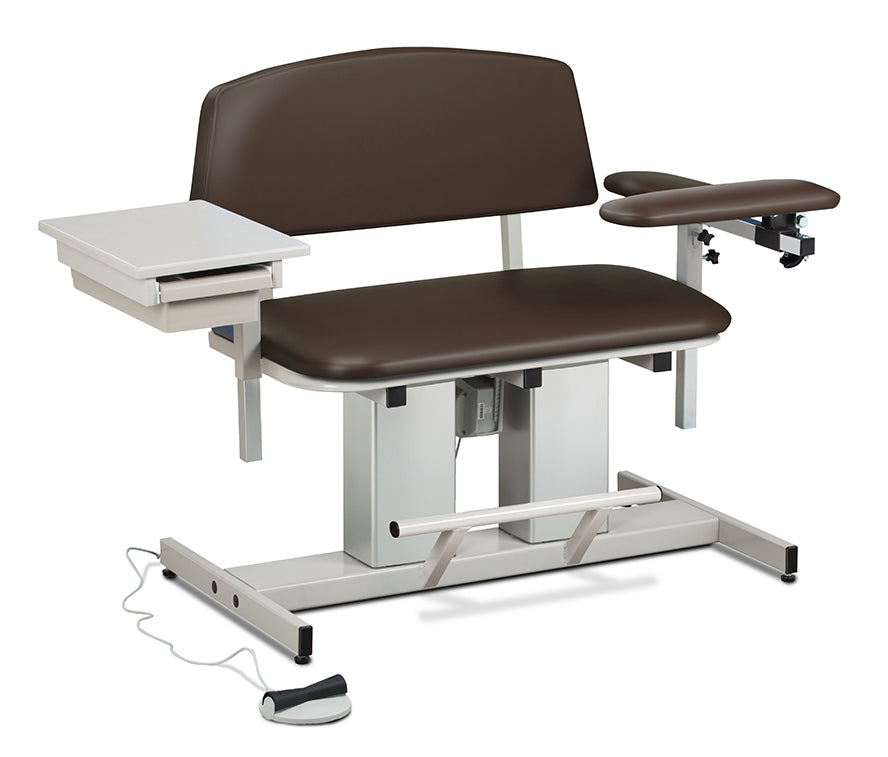 Clinton 6362 Power Series, Bariatric, Blood Drawing Chair with Padded Flip Arm and Drawer