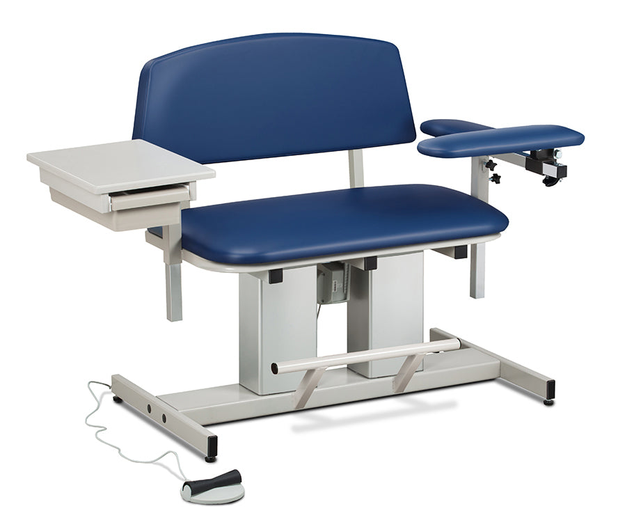Clinton 6362 Power Series, Bariatric, Blood Drawing Chair with Padded Flip Arm and Drawer