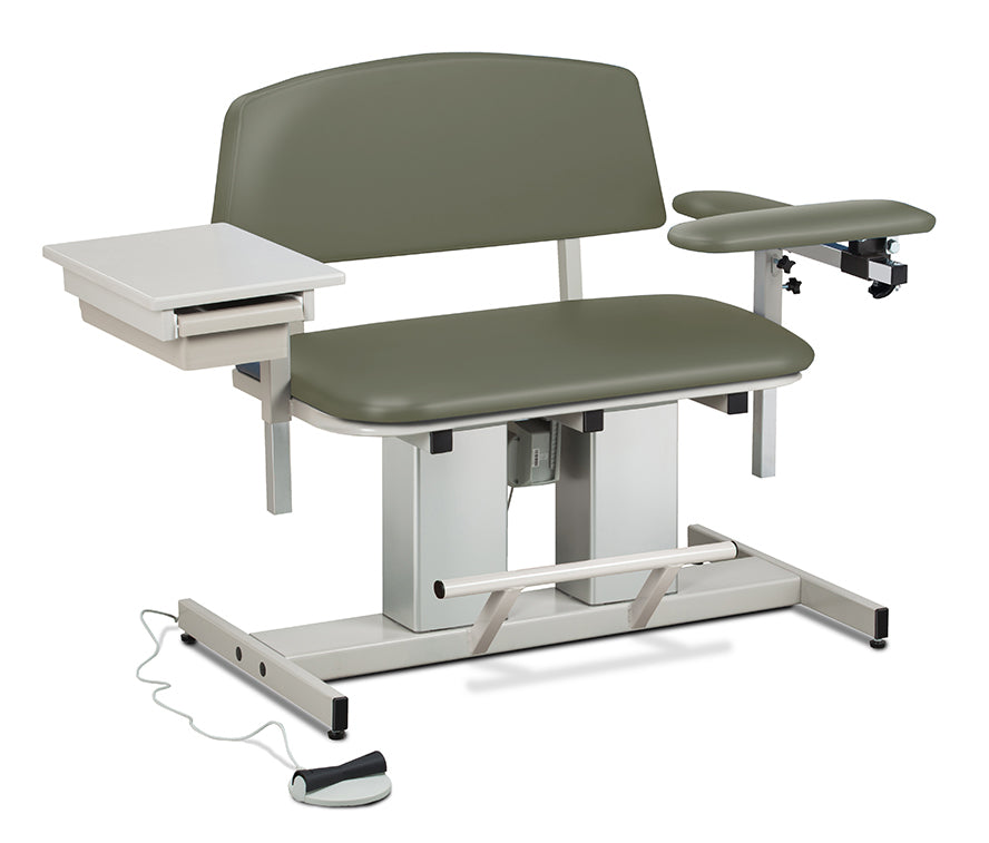 Clinton 6362 Power Series, Bariatric, Blood Drawing Chair with Padded Flip Arm and Drawer