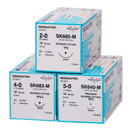 Myco Medical SK683-M - REDISILK® PRO Non-absorbable Natural Organic Silk Suture, Size 4-0, Length 18