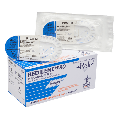 Myco Medical P8683-M - REDILENE® PRO Non-absorbable Monofilament, Polypropylene Synthetic Suture, Size 4-0, Length 18", 19 mm 3/8 Circle Reverse Cutting Needle - UOM 12/BX