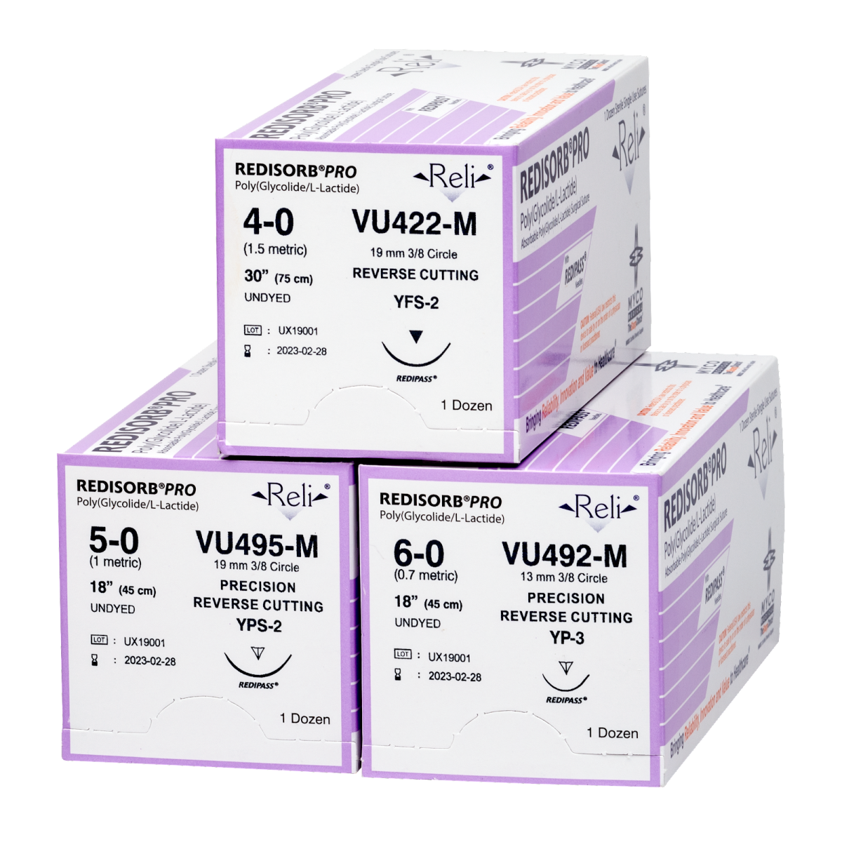 Myco Medical V317-M - REDISORB® PRO Absorbable Coated, Braided, PGLA Synthetic Suture, Size 2-0, Length 30", 26 mm 1/2 Circle Taper Point Needle (Violet) - UOM 12/BX