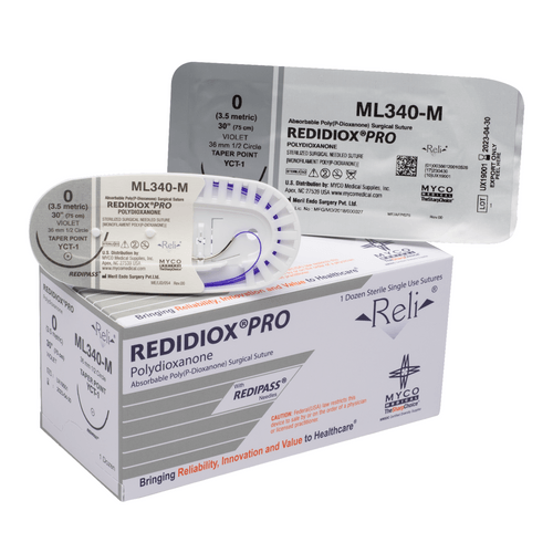 Myco Medical ML397-M - REDIDIOX® PRO Absorbable Monofilament, PDO Synthetic Suture, Size 4-0, Length 30", 19 mm 3/8 Circle Reverse Cutting Needle - UOM 12/BX