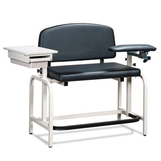 Clinton 66092B Lab X Series, Heavy-Duty, Extra-Tall, Draw Chair with Padded Flip Arm & Drawer