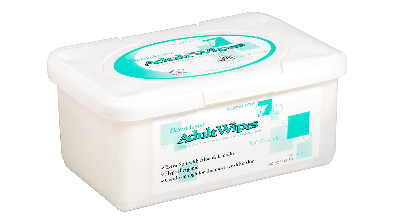 Innovative Healthcare 80-300 Dermassist Adult Wipes - Tub, 9� X 13�, 50/Tub, 20 Tubs/Cs