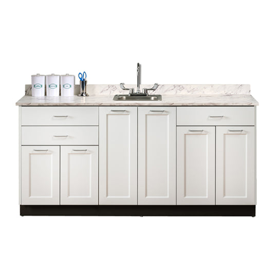 Clinton 8672 72" Fashion Finish, Base Cabinet with 6 Doors and 3 Drawers