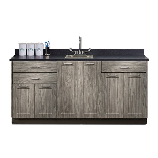 Clinton 8672 72" Fashion Finish, Base Cabinet with 6 Doors and 3 Drawers