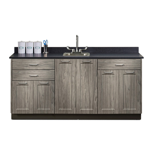 Clinton 8672 72" Fashion Finish, Base Cabinet with 6 Doors and 3 Drawers