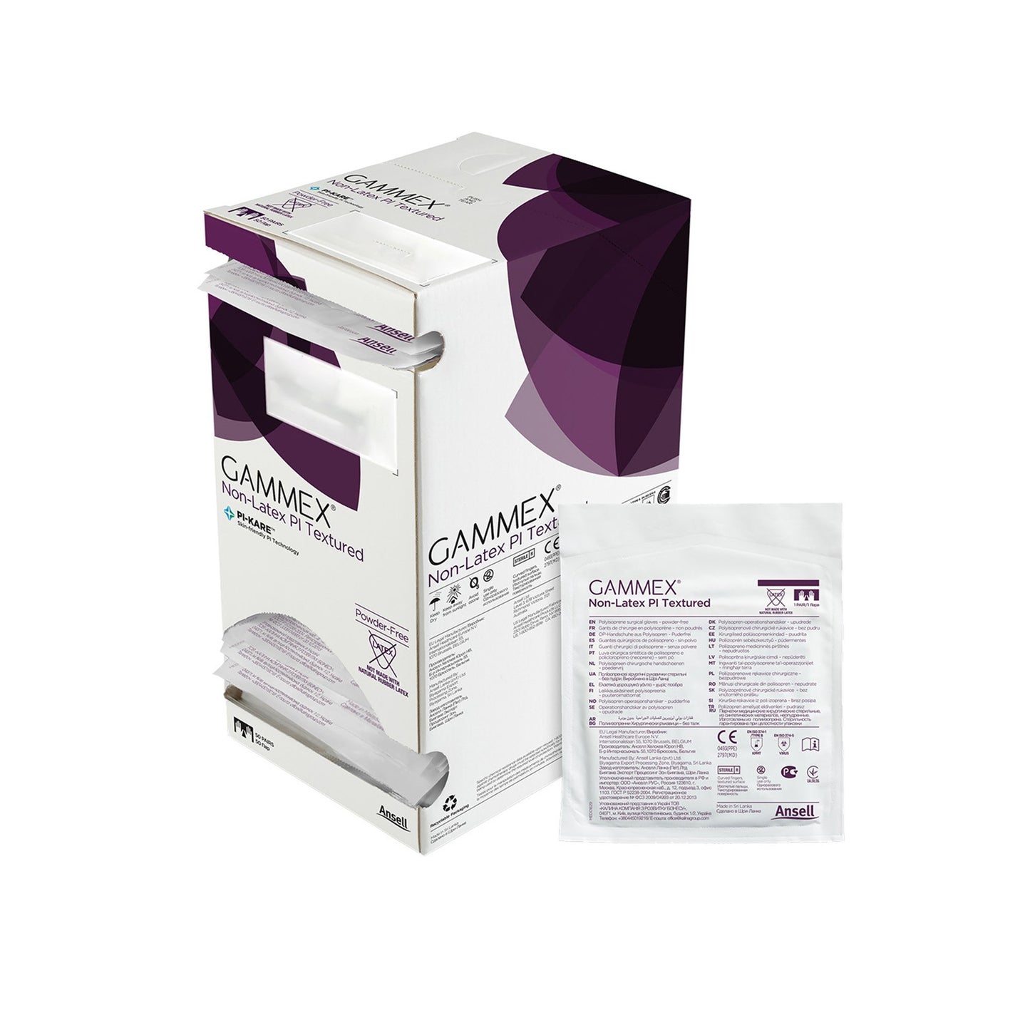 Bosma 71-AN882 GAMMEX Non-Latex PI Textured Surgical Gloves 5.5 Sterile Powder-Free Textured Surgical Gloves – 50 Pairs/Box, 4 Boxes/Case
