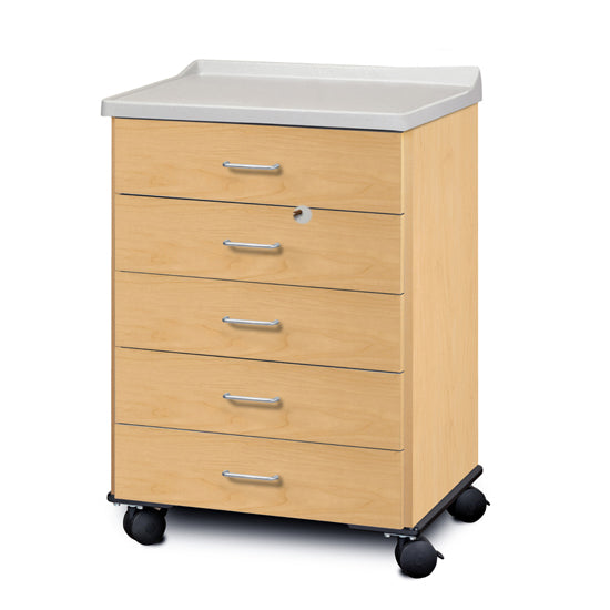 Clinton 8950-A Molded Top, Mobile Treatment Cabinet with 5 Drawers