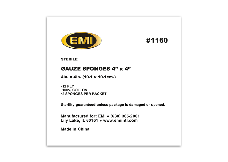 EMI 1160-CS Gauze Sponges 4" x 4" (Sterile) (Case)