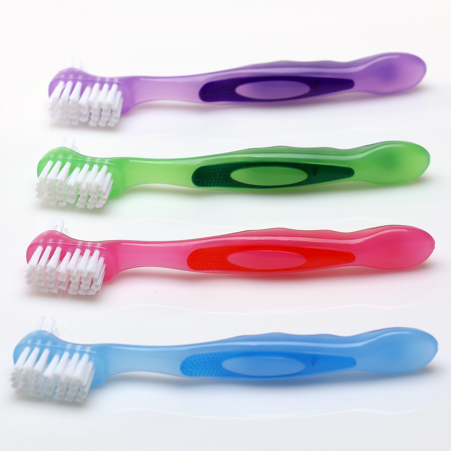 Oraline 000-90026 Premium Denture Brush  - Dual Head Angled Handle Denture Cleaning Brush  (120/Case)