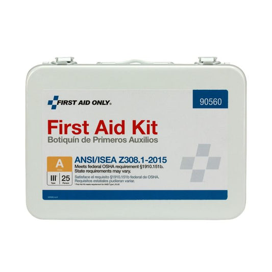 First Aid Only 90560 25 Person First Aid Kit, ANSI 2015 Class A,  Metal Case