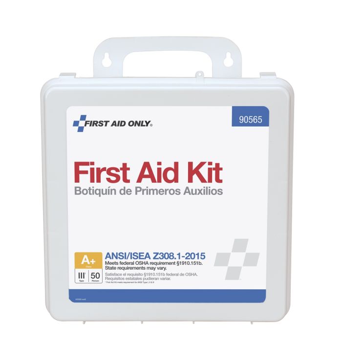 First Aid Only 90565 50 Person First Aid Kit, ANSI 2015 Class A+, Plastic Case