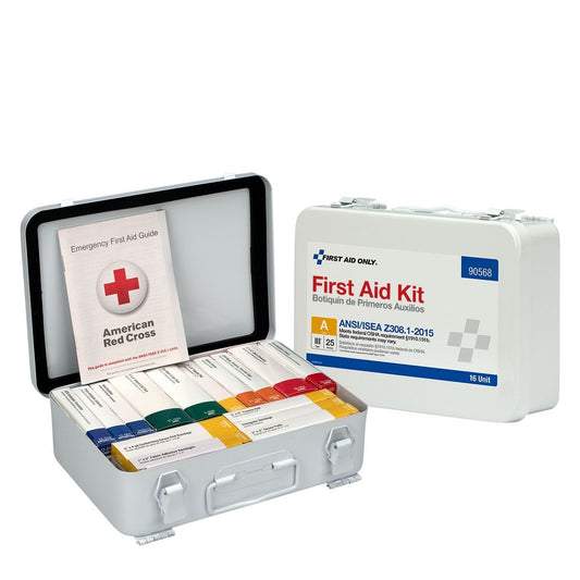 First Aid Only 90568 16 Unit First Aid Kit, ANSI 2015 Class A,  Metal Case