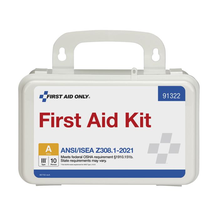 First Aid Only 91322 10 Person ANSI 2021 Class A, Plastic First Aid Kit