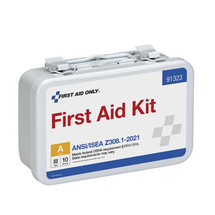 First Aid Only 91323 10 Person ANSI 2021 Class A, Metal First Aid Kit