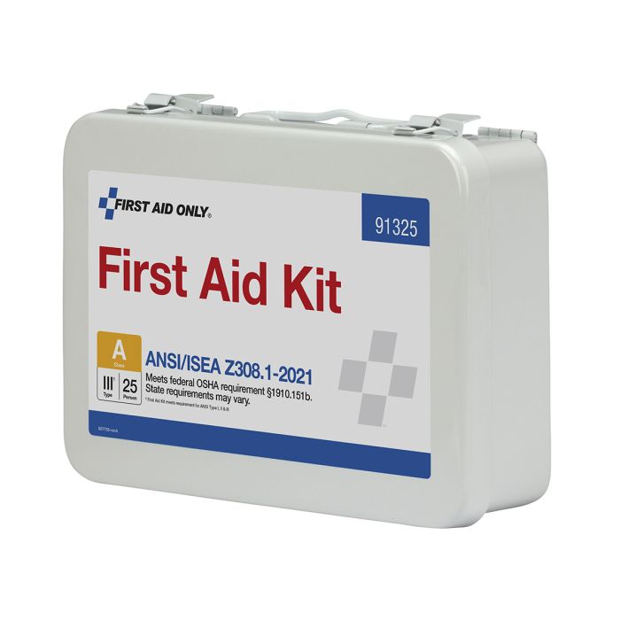 First Aid Only 91325 25 Person ANSI 2021 Class A, Metal First Aid Kit