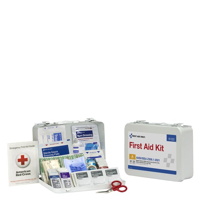 First Aid Only 91325 25 Person ANSI 2021 Class A, Metal First Aid Kit