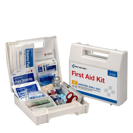 First Aid Only 91326 25 Person ANSI 2021 Class A, Plastic First Aid Kit with Dividers