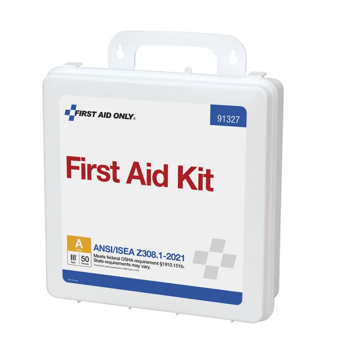 First Aid Only 91327 50 Person ANSI 2021 Class A, Plastic First Aid Kit