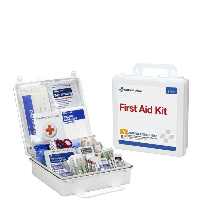 First Aid Only 91327 50 Person ANSI 2021 Class A, Plastic First Aid Kit