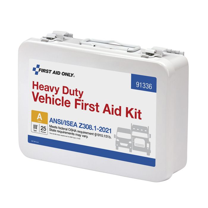 First Aid Only 91336 25 Person ANSI 2021 Class A, Heavy Duty Vehicle Metal First Aid Kit