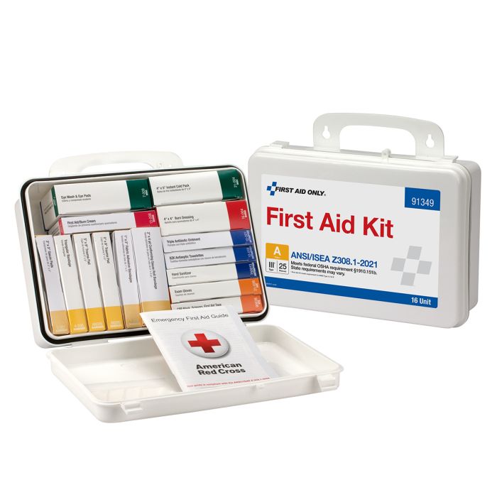 First Aid Only 91349 25 Person ANSI 2021 Class A, 16 Unit Plastic First Aid Kit