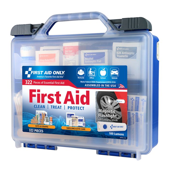 First Aid Only 91414 Clear Cover Intermediate First Aid Kit, 322 pc w/ Flashlight