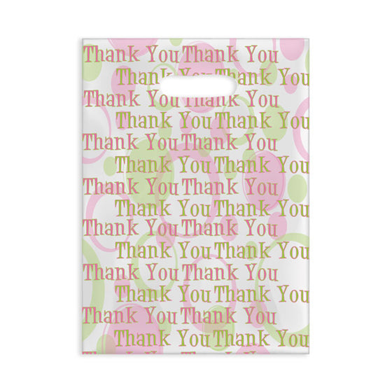 Sherman Specialty 98W Pink/Green Scatter Bag Thank You, 100 Per Pack